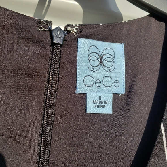 CeCe black pink floral confetti striped shift dres - Picture 4 of 8